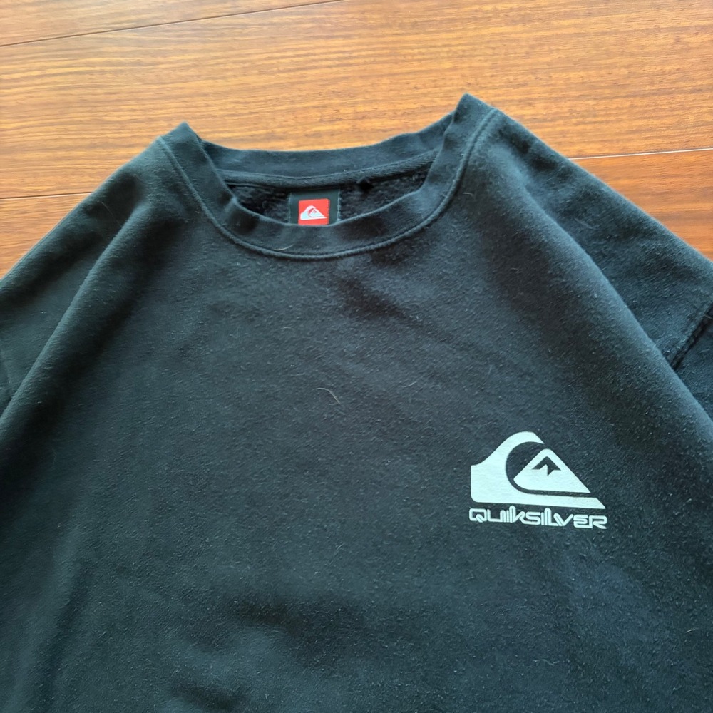 Quiksilver Vintage Y2K Crewneck Sweatshirt Graphic Logo Black XL Streetwear